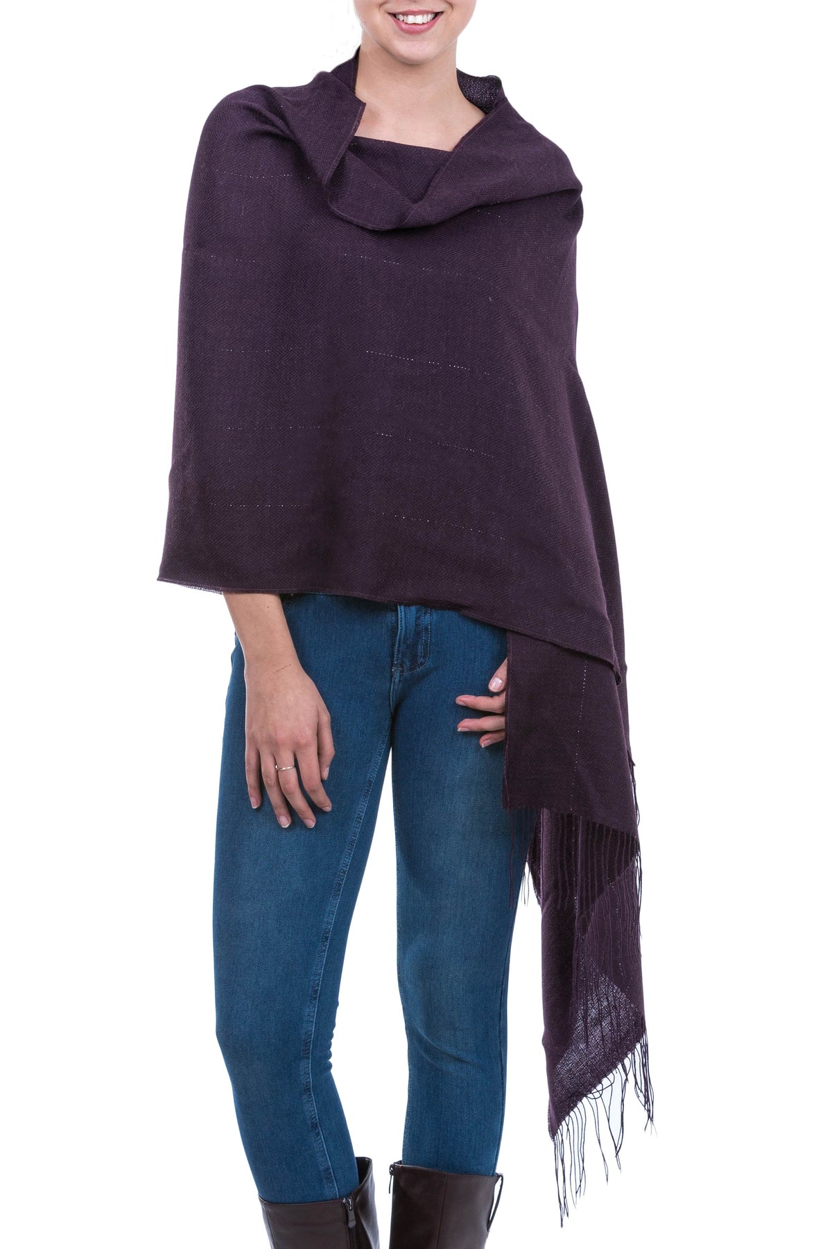 Purple Sparkle Alpaca Blend Shawl