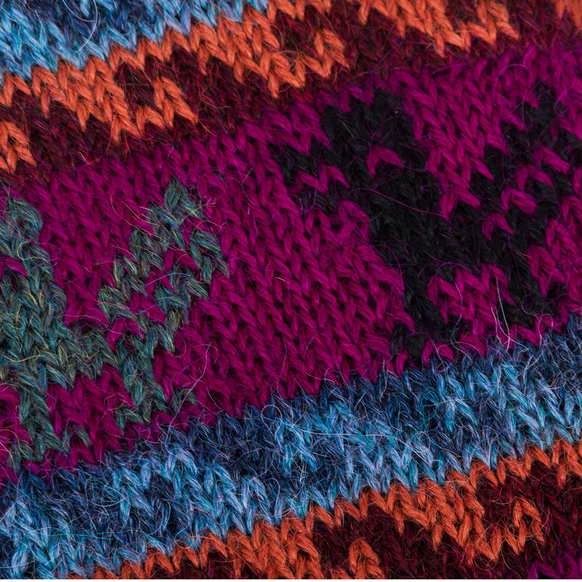 Peruvian Patchwork In Magenta 100% Alpaca Gloves