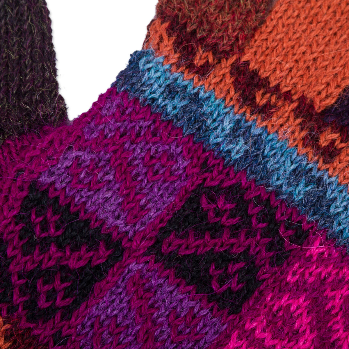 Peruvian Patchwork In Magenta 100% Alpaca Gloves
