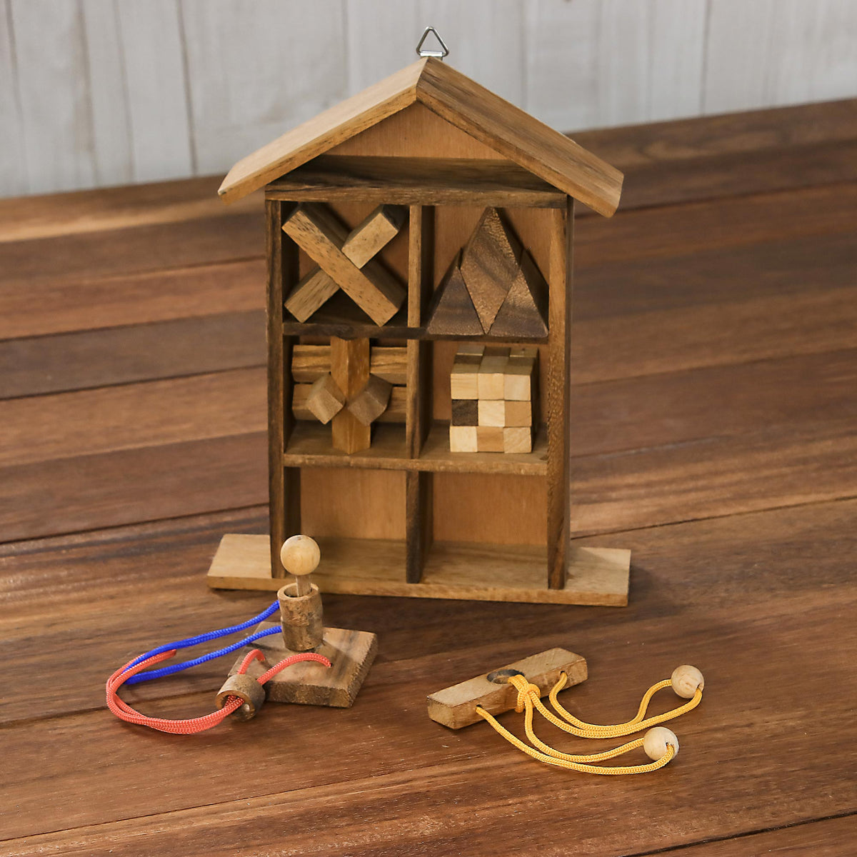 Household Challenge  Wood Puzzle Set With Box (Set Of 6)