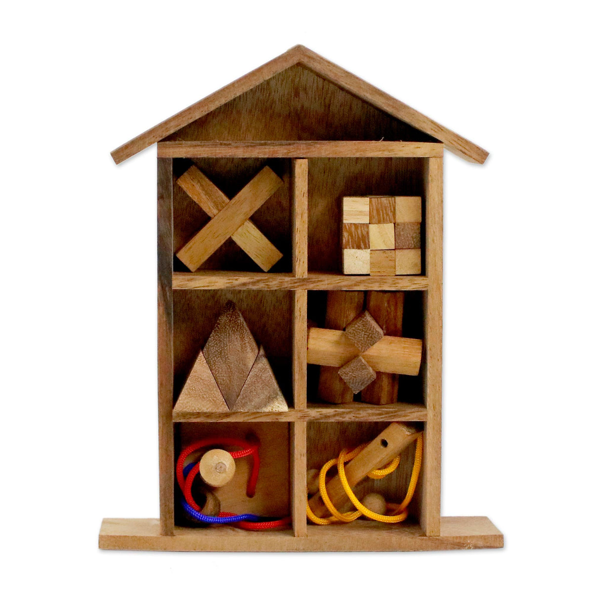 Household Challenge  Wood Puzzle Set With Box (Set Of 6)
