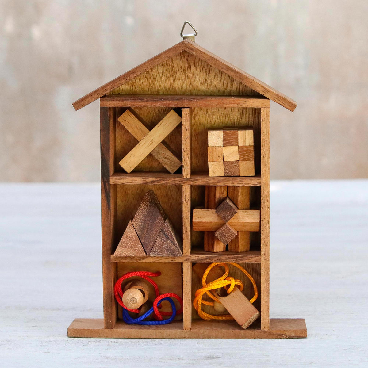 Household Challenge  Wood Puzzle Set With Box (Set Of 6)