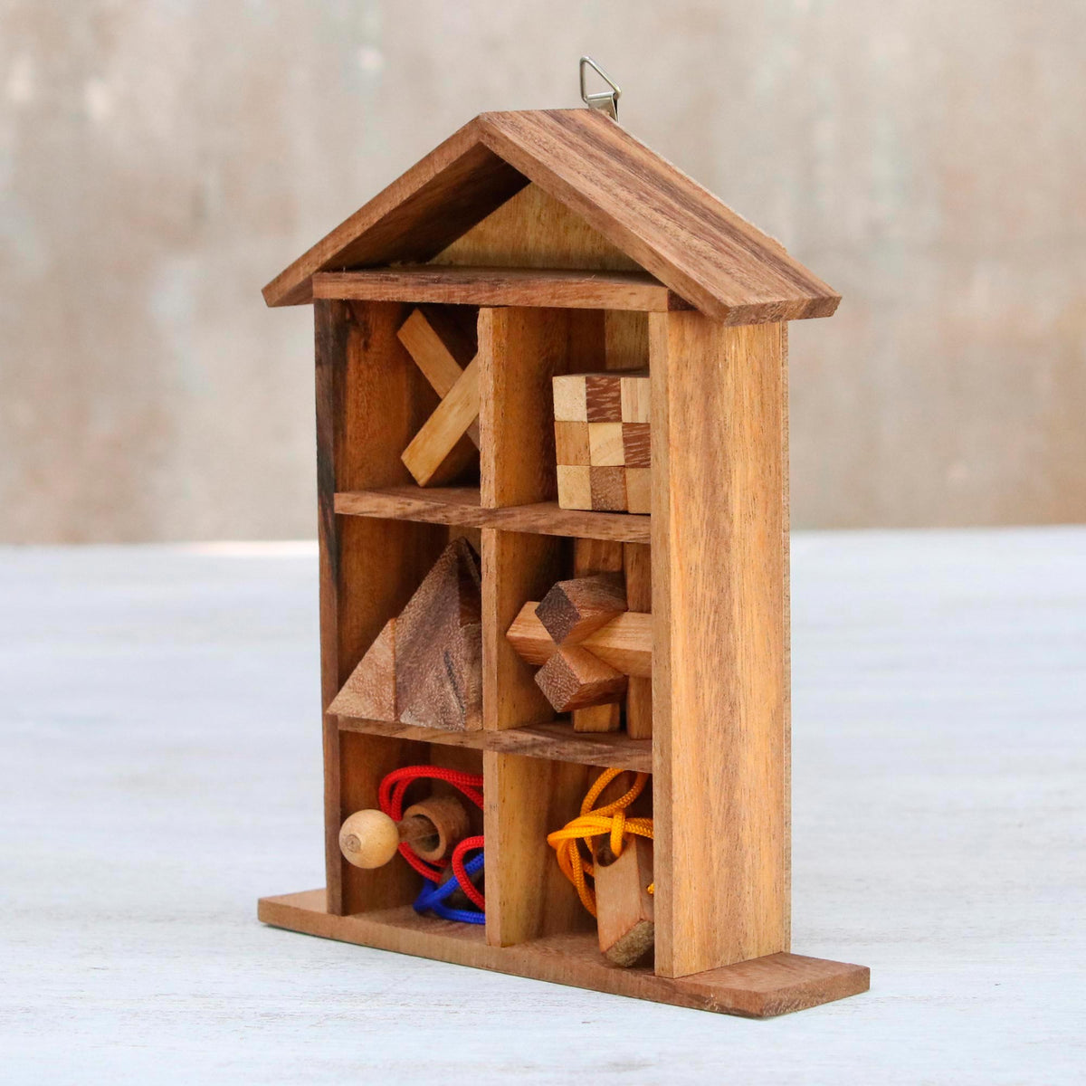 Household Challenge  Wood Puzzle Set With Box (Set Of 6)