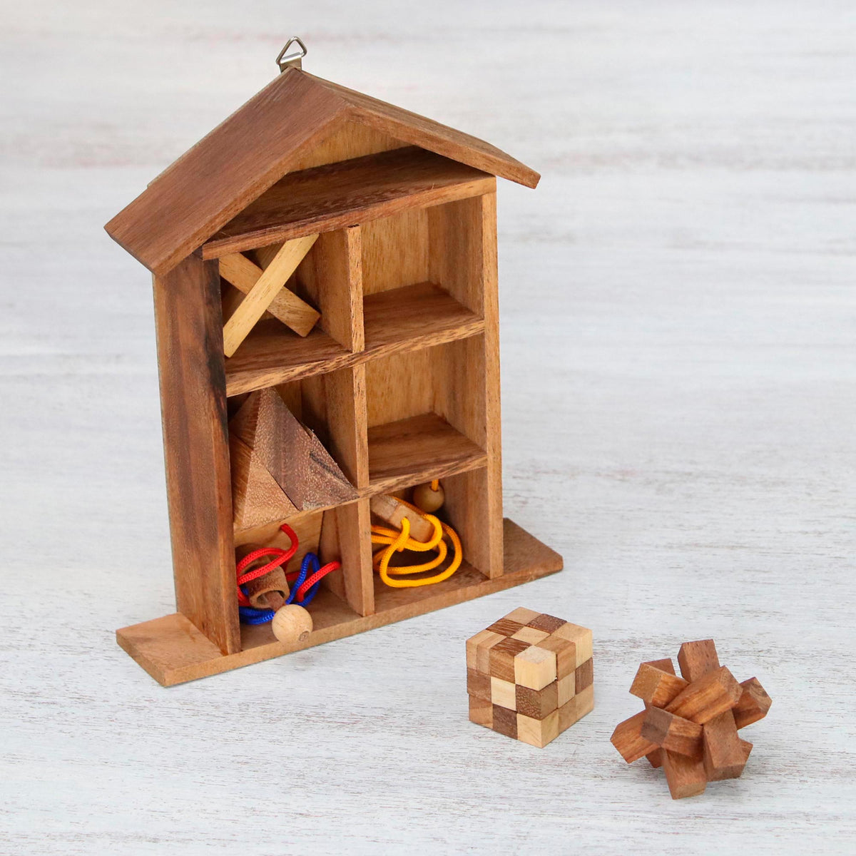 Household Challenge  Wood Puzzle Set With Box (Set Of 6)