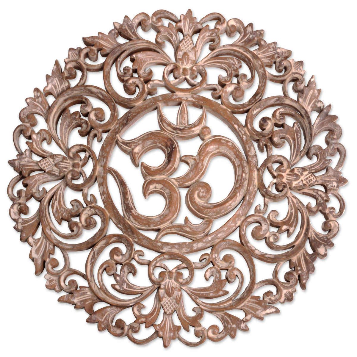 Suar Wood Om Relief Panel - Om Garden