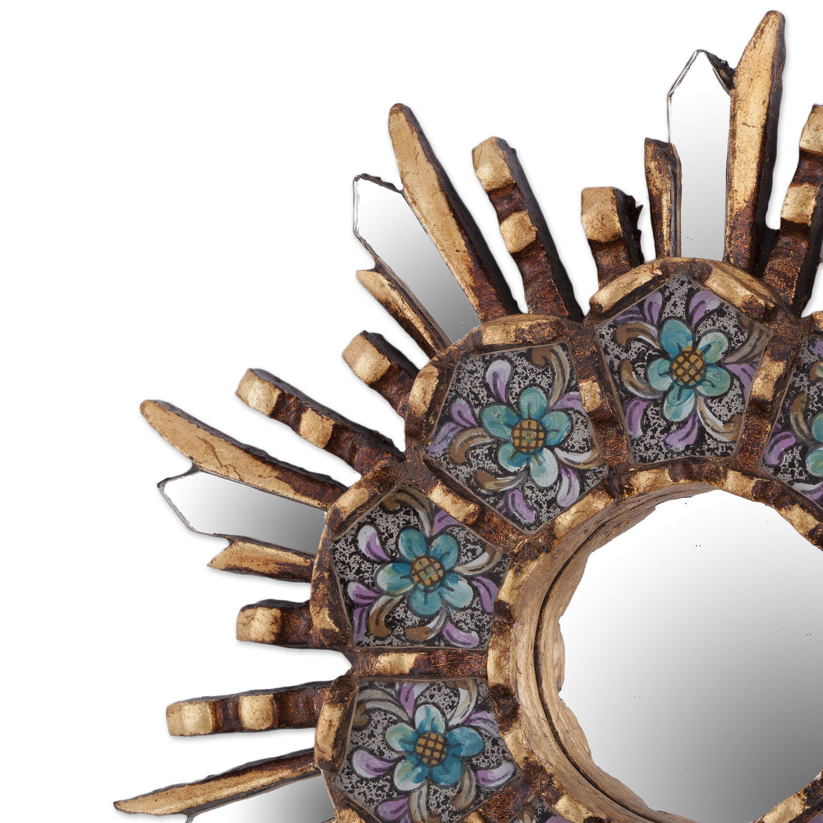 Cuzco Meadow Wood And Reverse Painted Glass Wall Mirror