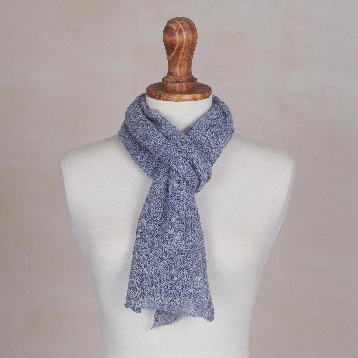 Steel Blue Gossamer 100% Baby Alpaca Scarf