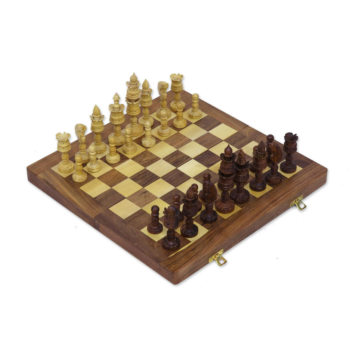 Acacia Wood Lotus Chess Set - Lotus Splendor
