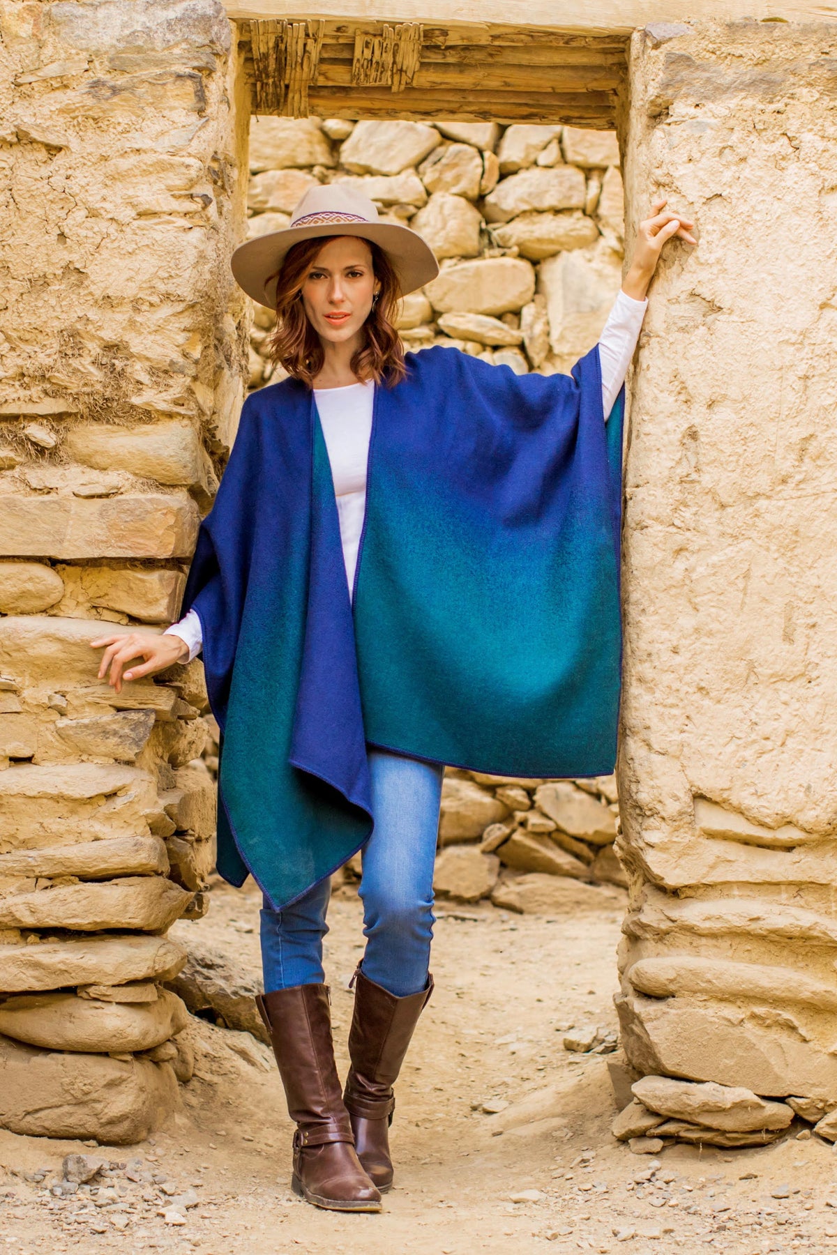 Andean Vistas Reversible Alpaca Blend Ruana