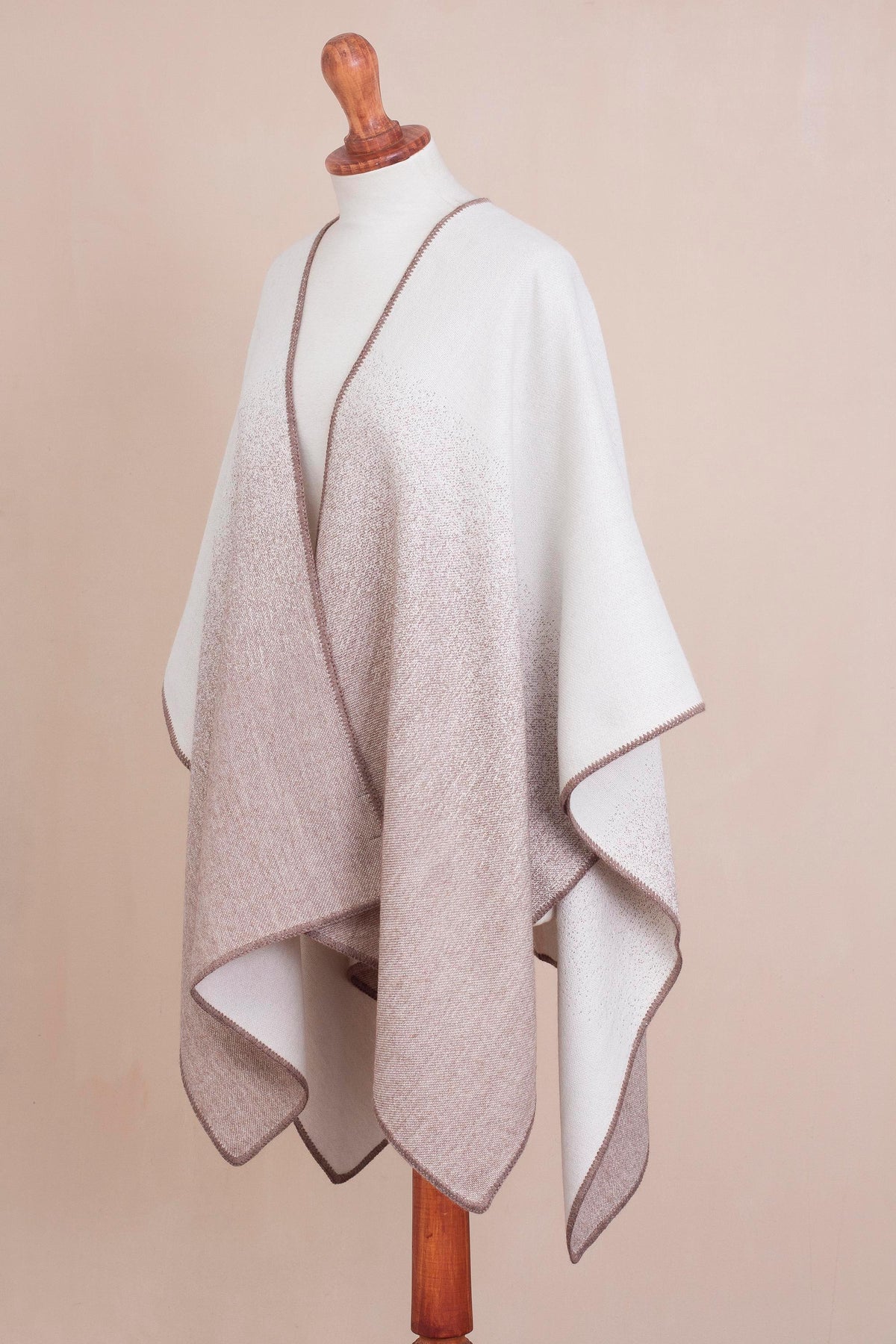Andean Vistas In Taupe Reversible Alpaca Blend Ruana