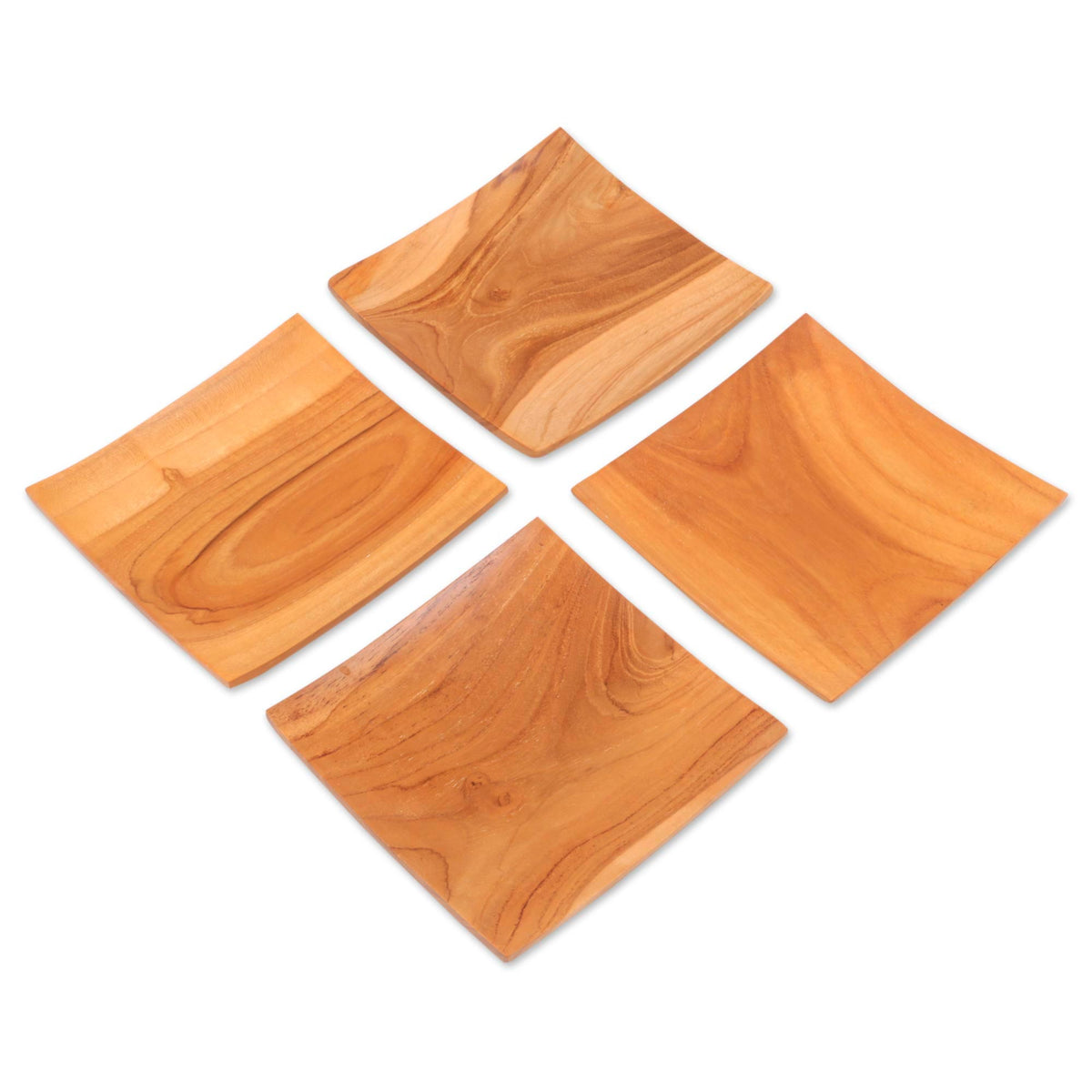 Square Teak Wood Plates (Set of 4) - Fine Meal