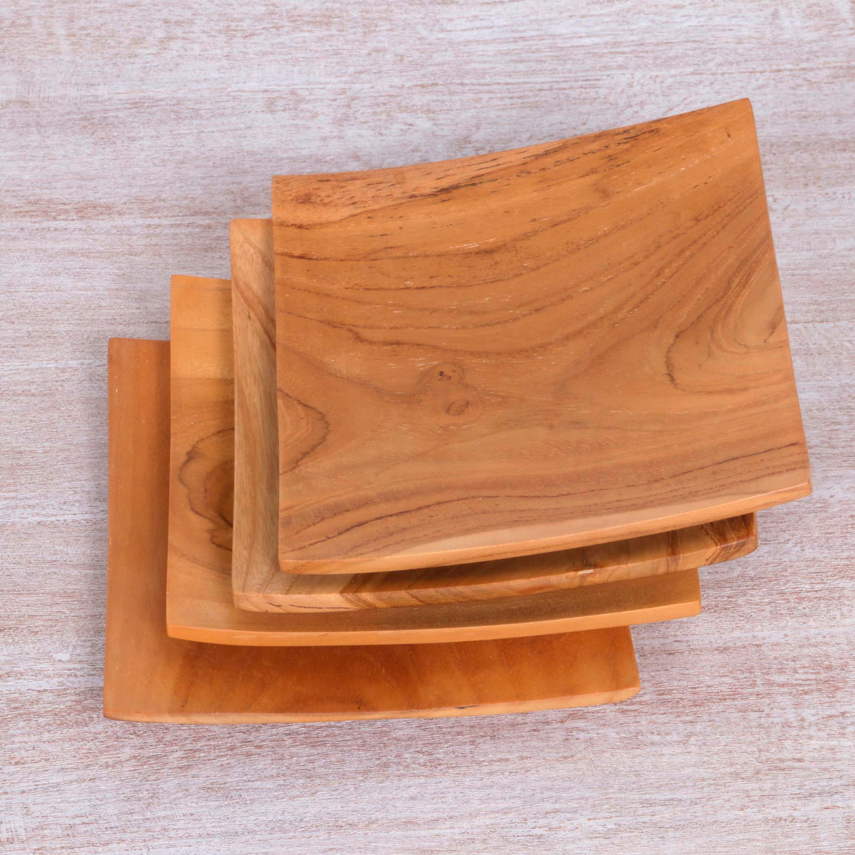 Square Teak Wood Plates (Set of 4) - Fine Meal