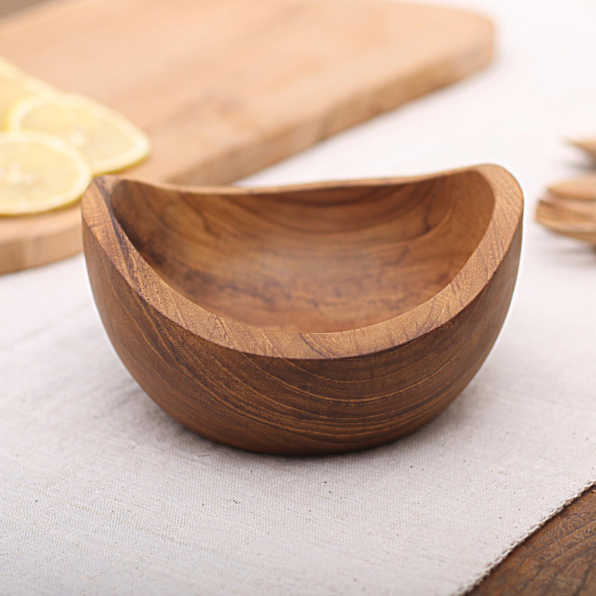 Teak Wood Snack Bowl from Bali - Brown Shell