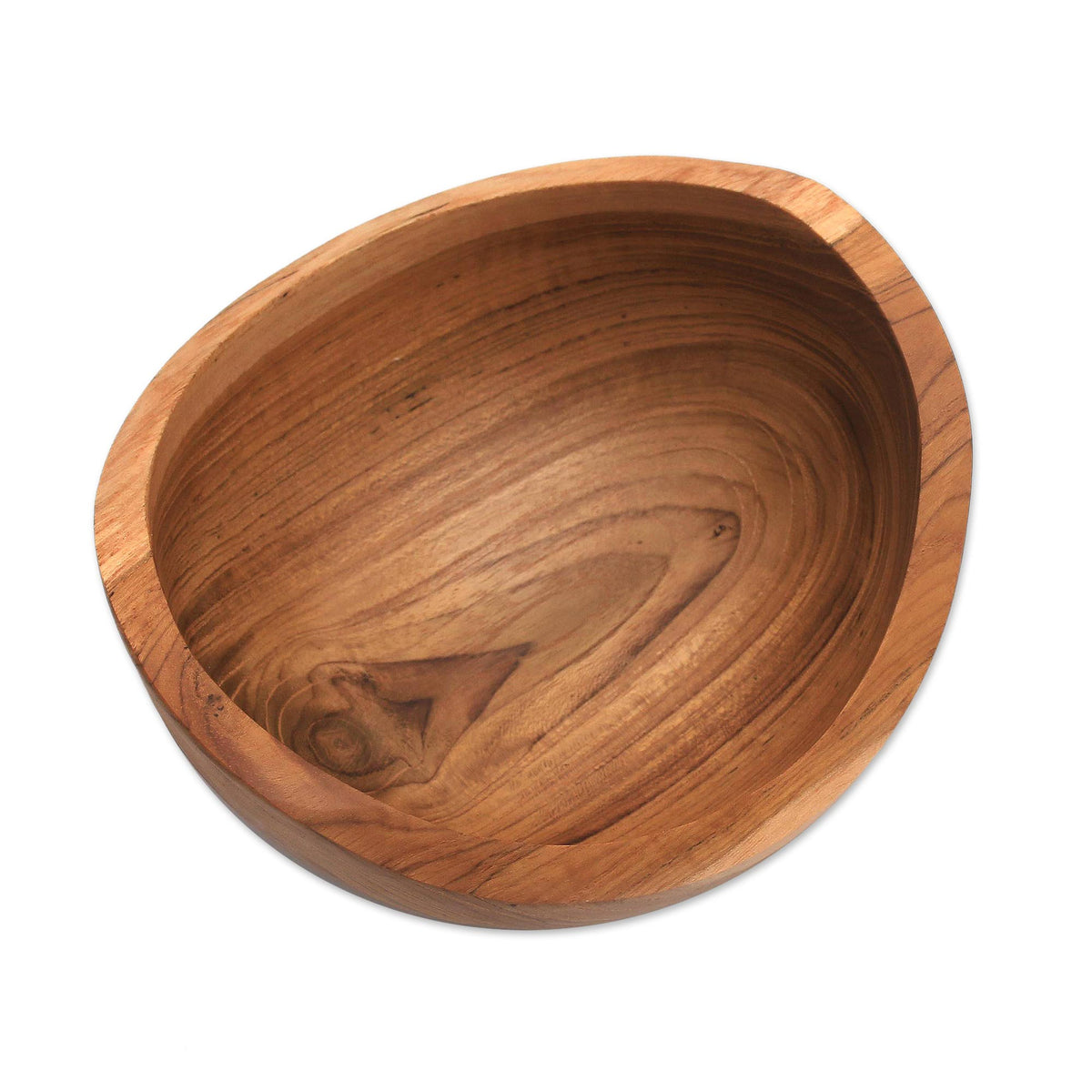 Teak Wood Snack Bowl from Bali - Brown Shell