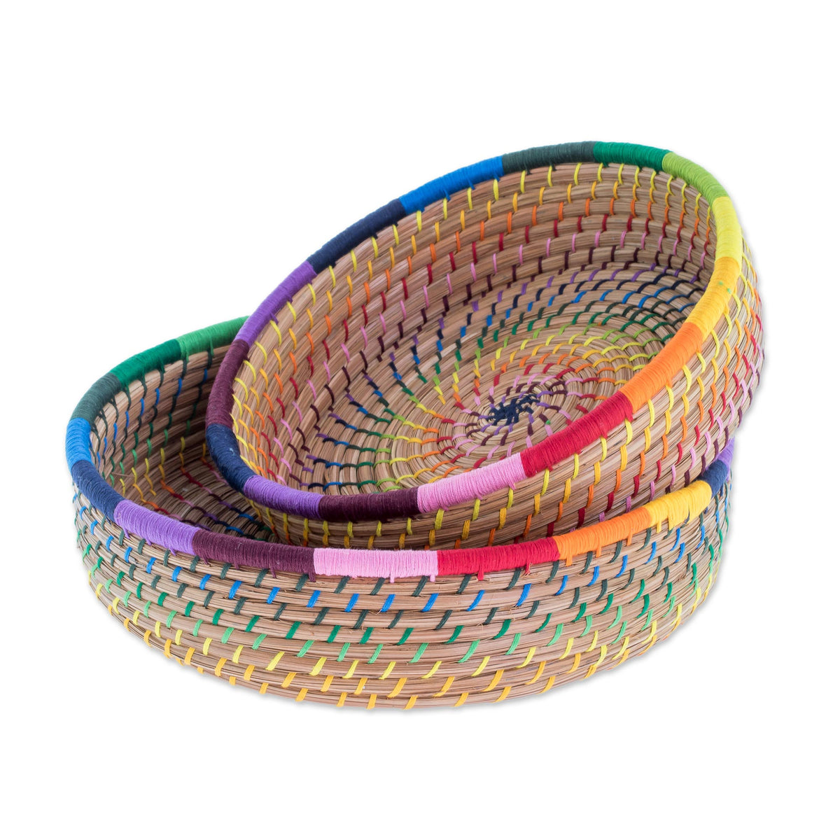 Handmade Baskets (Pair) - Journey to Tecpan in Rainbow