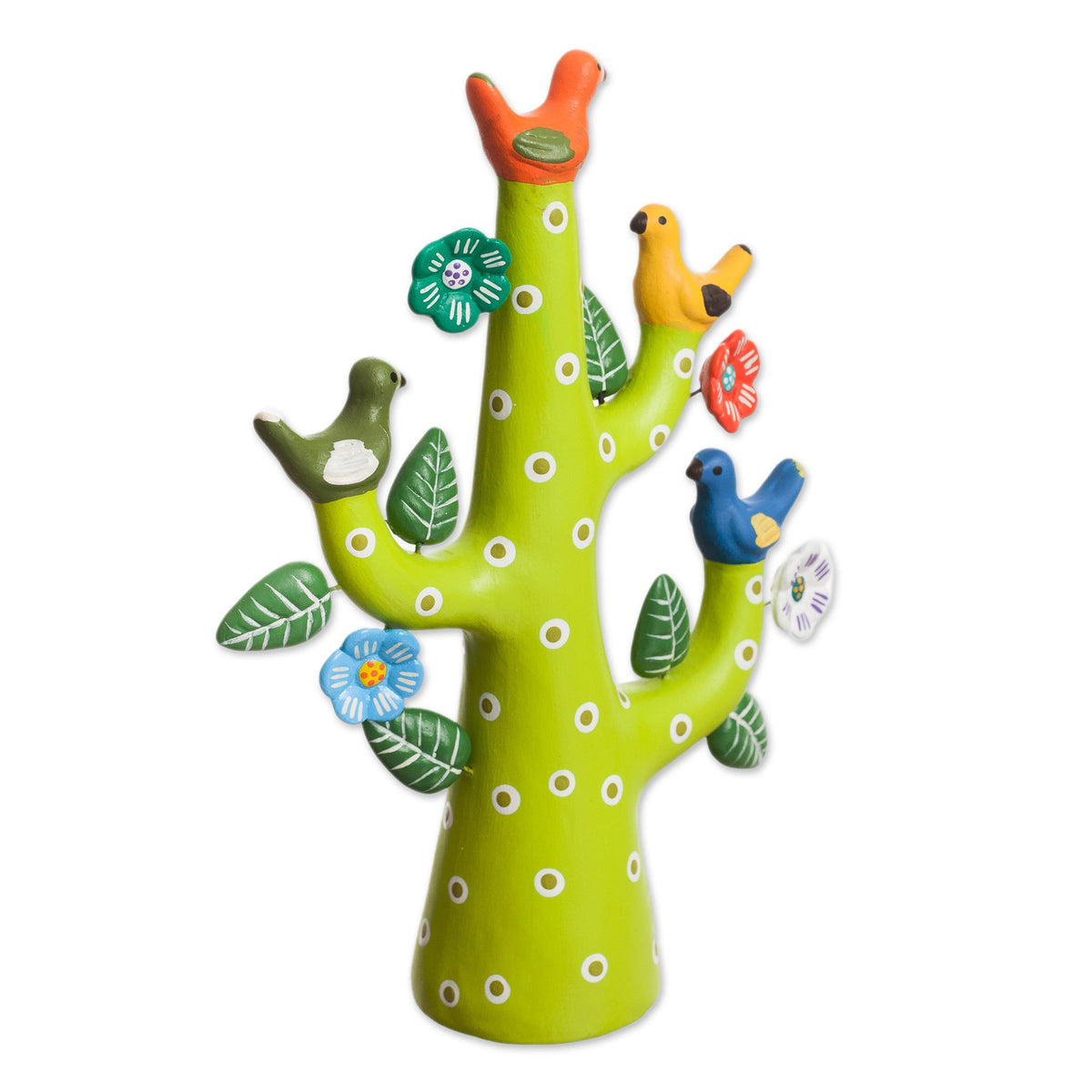 Green Tree Of Doves Ceramic Sculpture