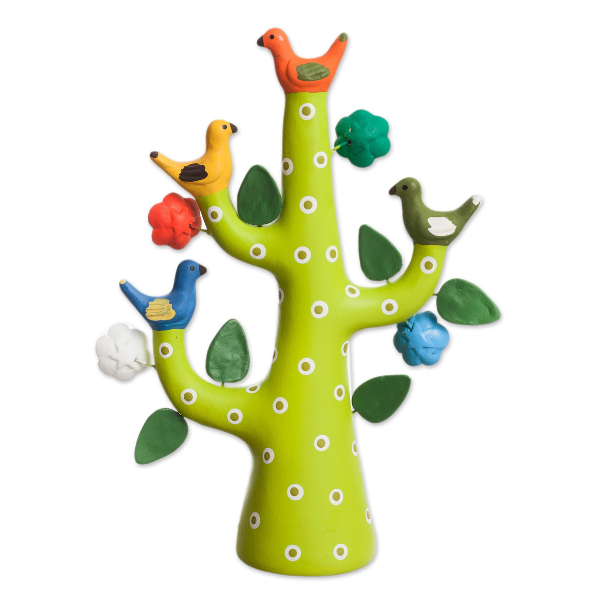 Green Tree Of Doves Ceramic Sculpture