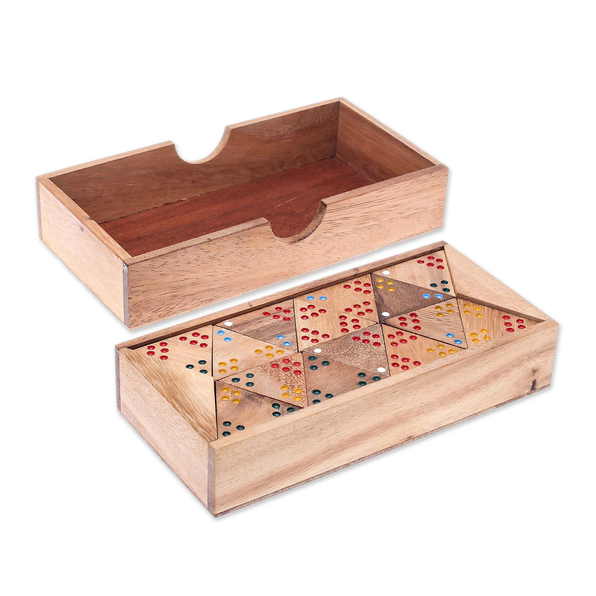 Triple Threat Wood Triangular Domino Set