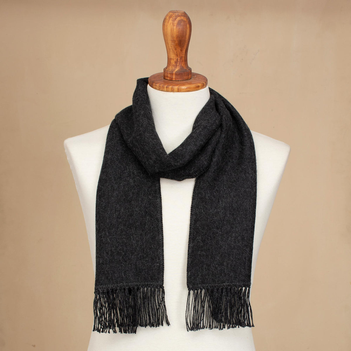 Winter Chic In Graphite Alpaca Blend Scarf