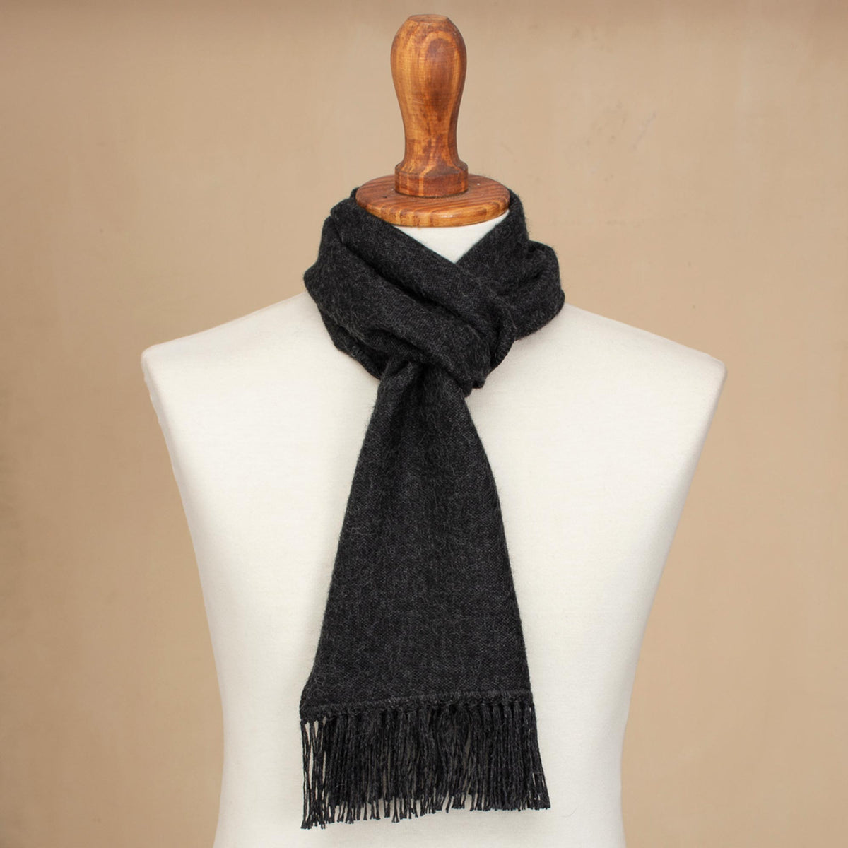 Winter Chic In Graphite Alpaca Blend Scarf