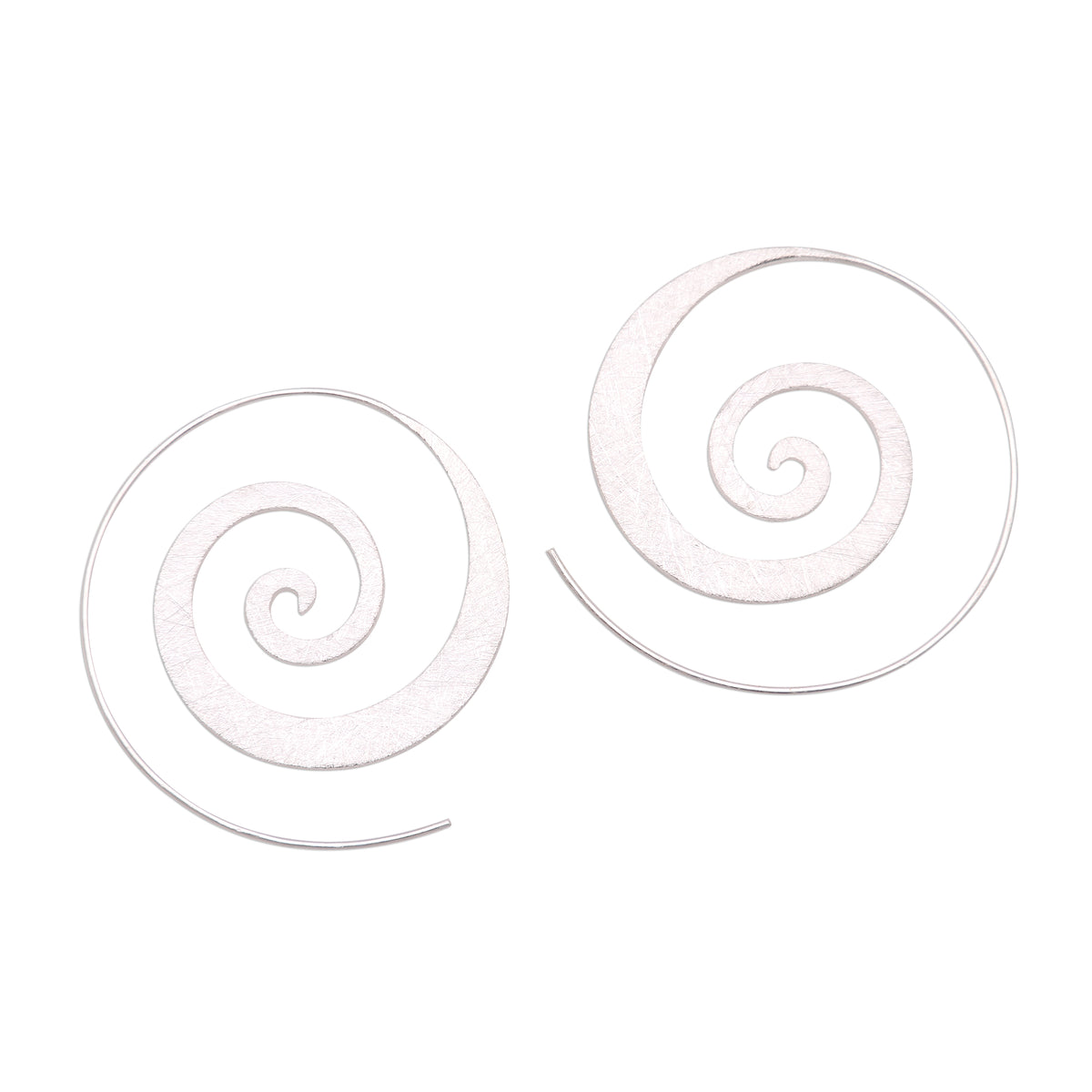 A Pair of Spiral-Shaped Half-Hoop Earrings in Silver