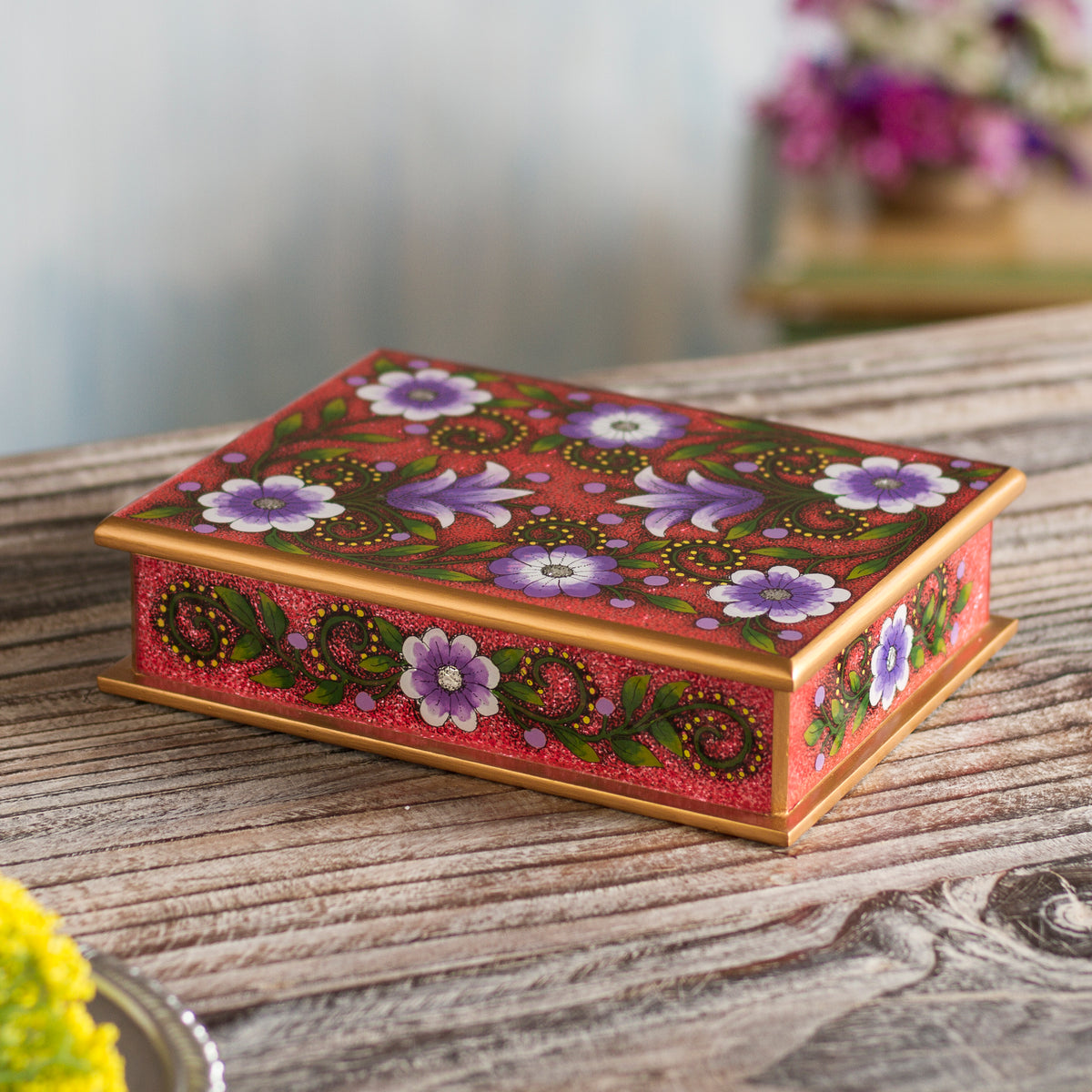 Margarita Bliss In Pink Reverse-Painted Glass Decorative Box