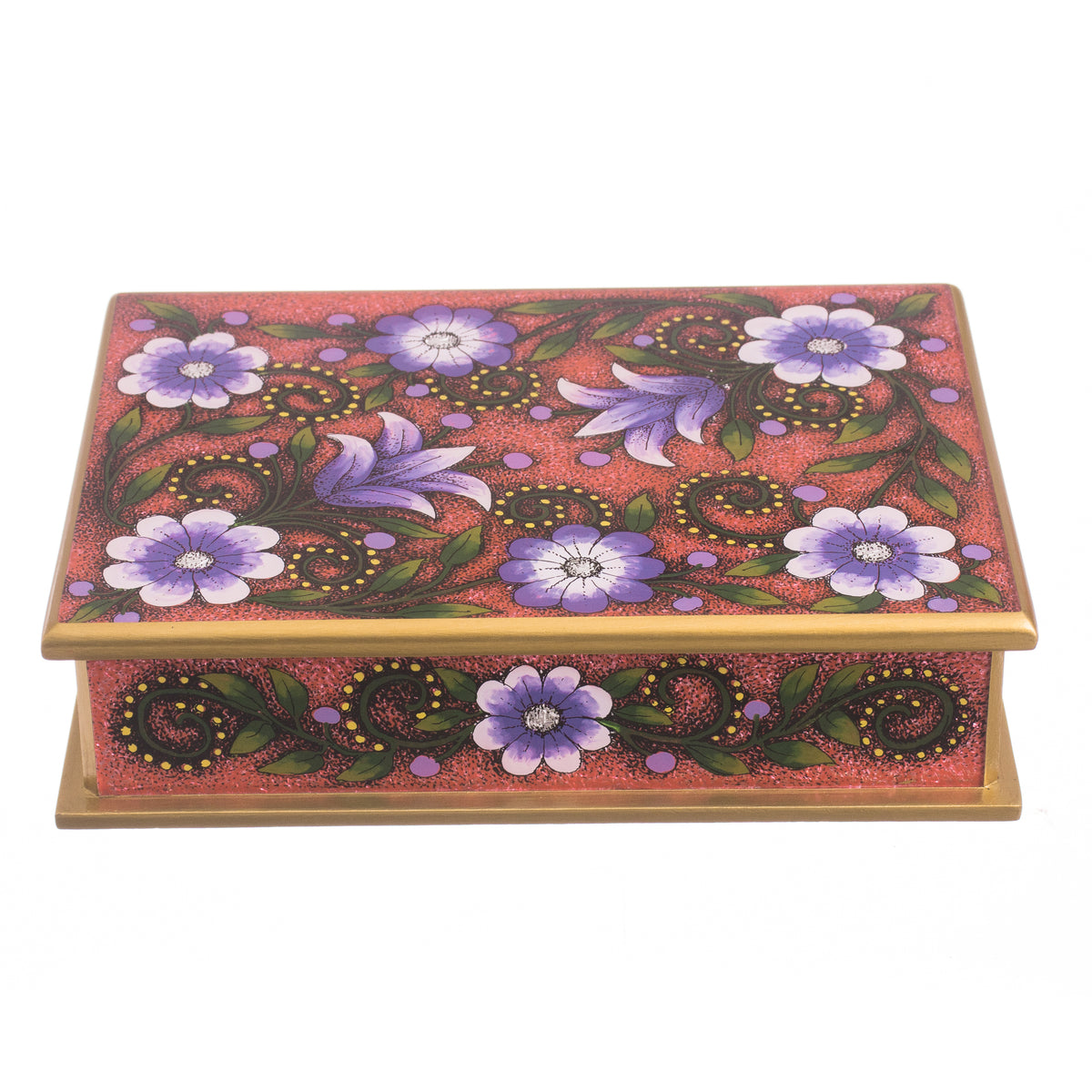 Margarita Bliss In Pink Reverse-Painted Glass Decorative Box
