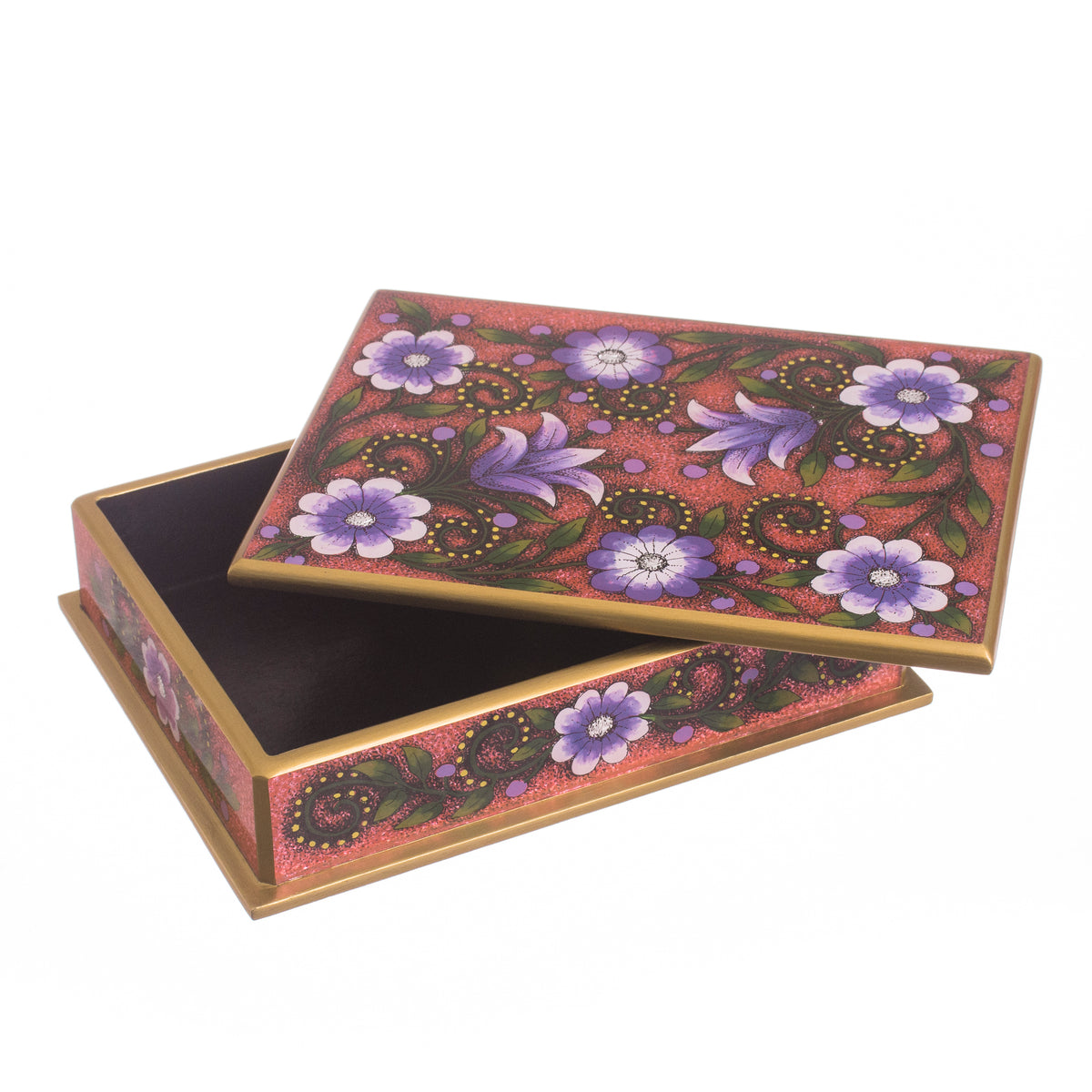 Margarita Bliss In Pink Reverse-Painted Glass Decorative Box
