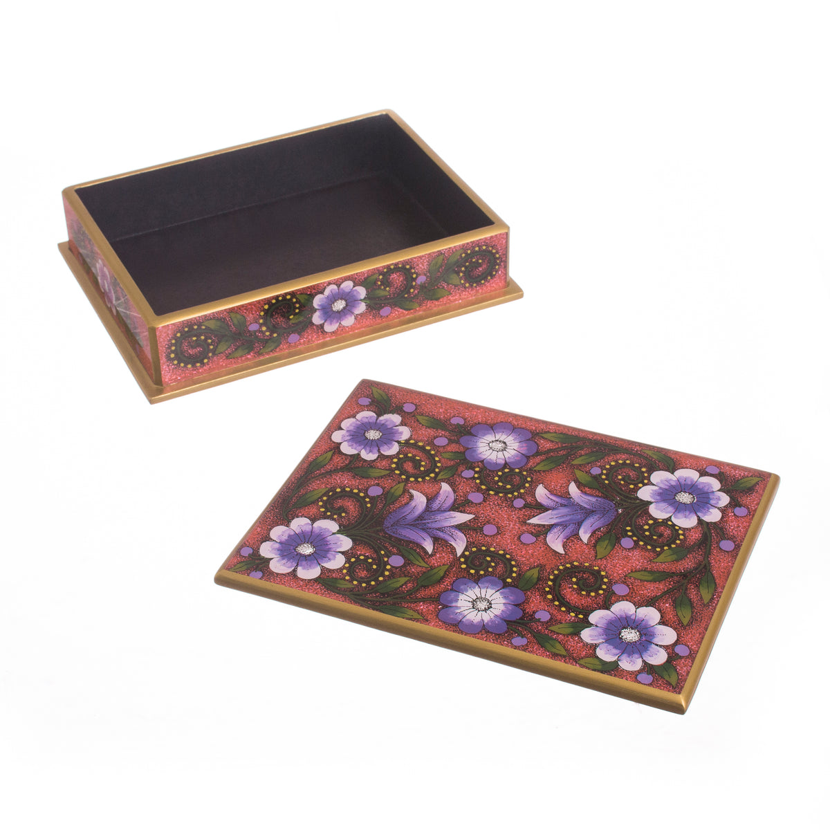 Margarita Bliss In Pink Reverse-Painted Glass Decorative Box