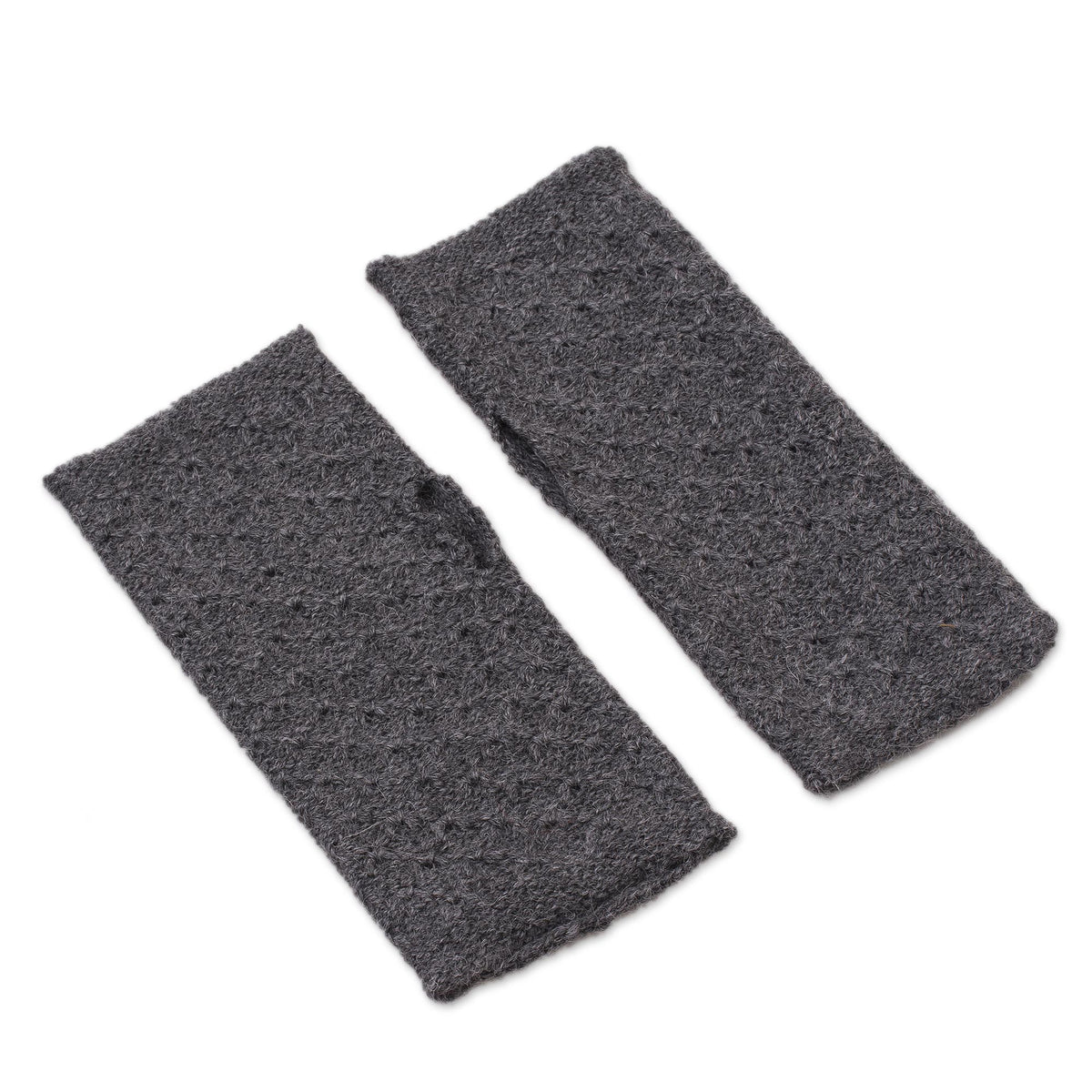 Passionate Pattern In Graphite 100% Baby Alpaca Fingerless Mitts