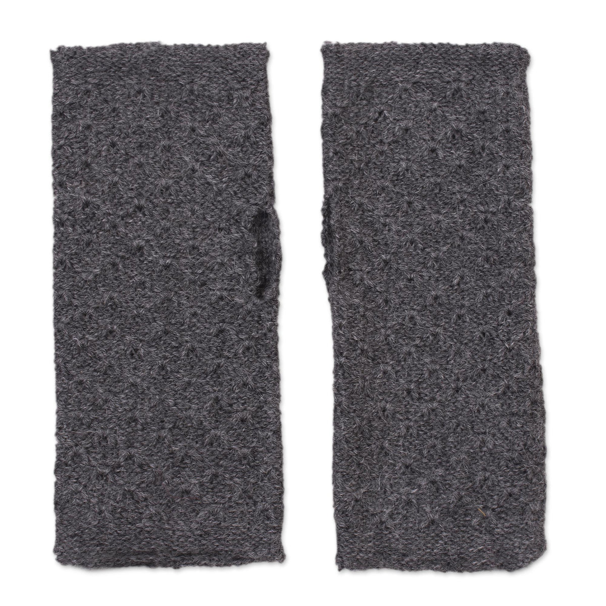 Passionate Pattern In Graphite 100% Baby Alpaca Fingerless Mitts