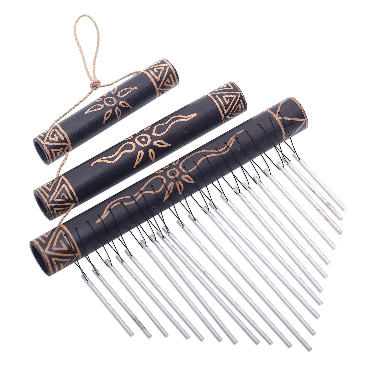 Sun Motif Bamboo Wind Chimes - Breezy Sound