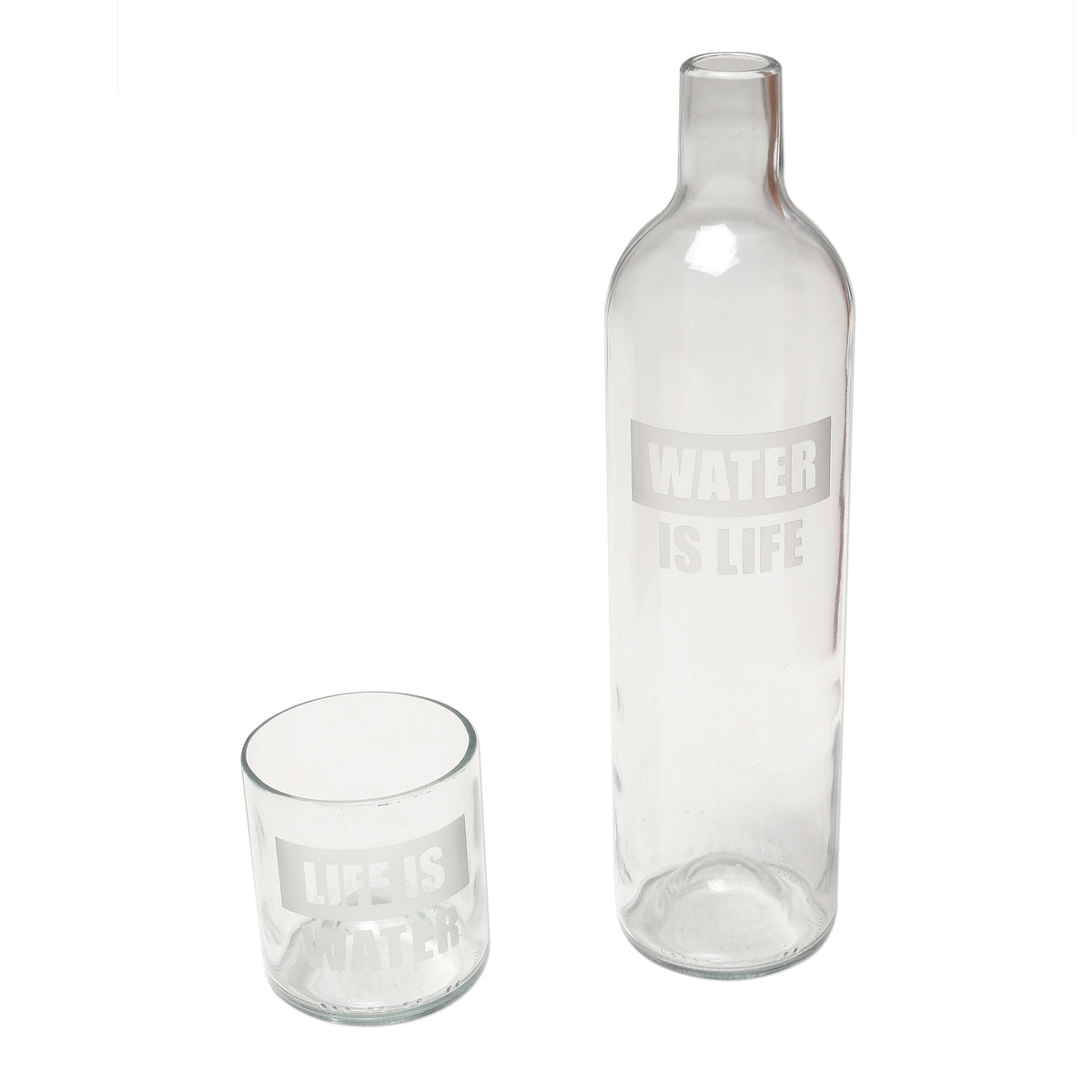 Upcycled Bottle Carafe and Glass Set - Water is Life