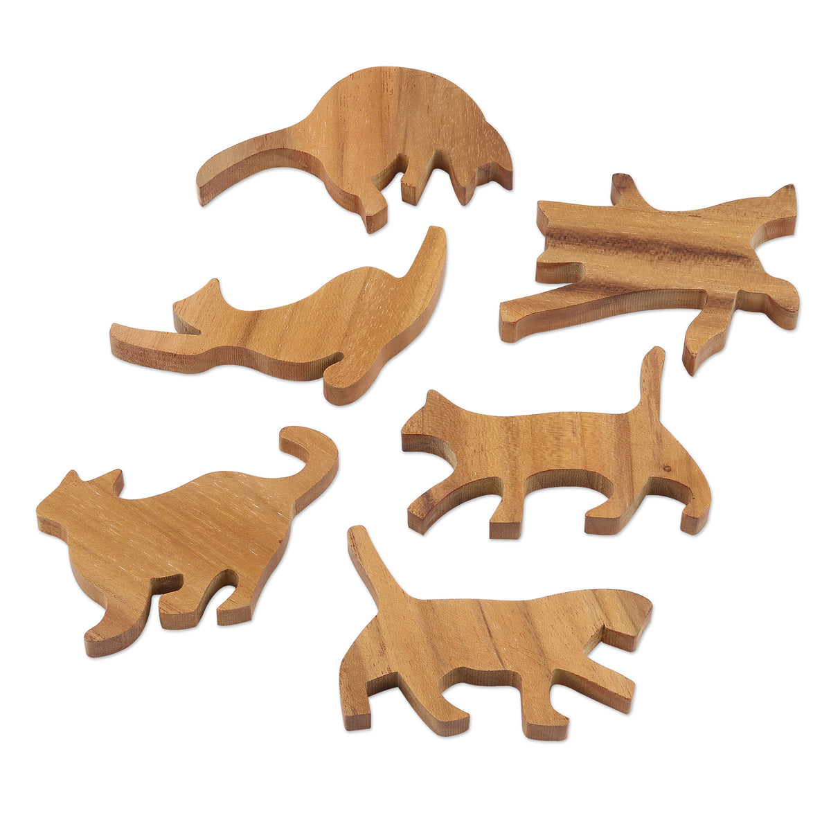 Ninja Cats  Teak Wood Game (6 Pieces)