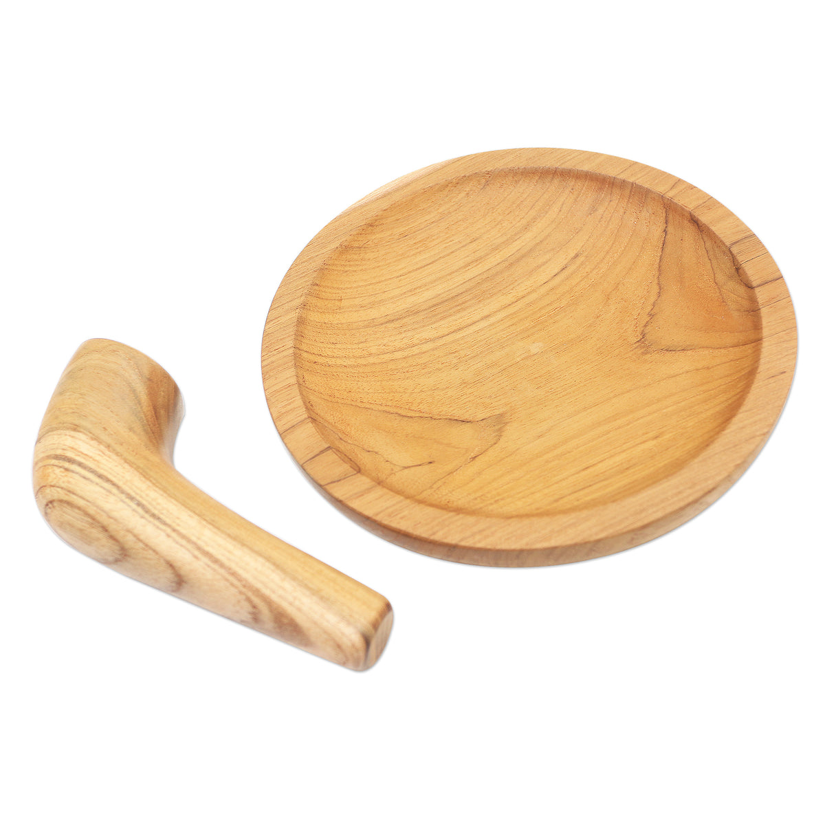 Handmade Teak Wood Mortar and Pestle - Crushed