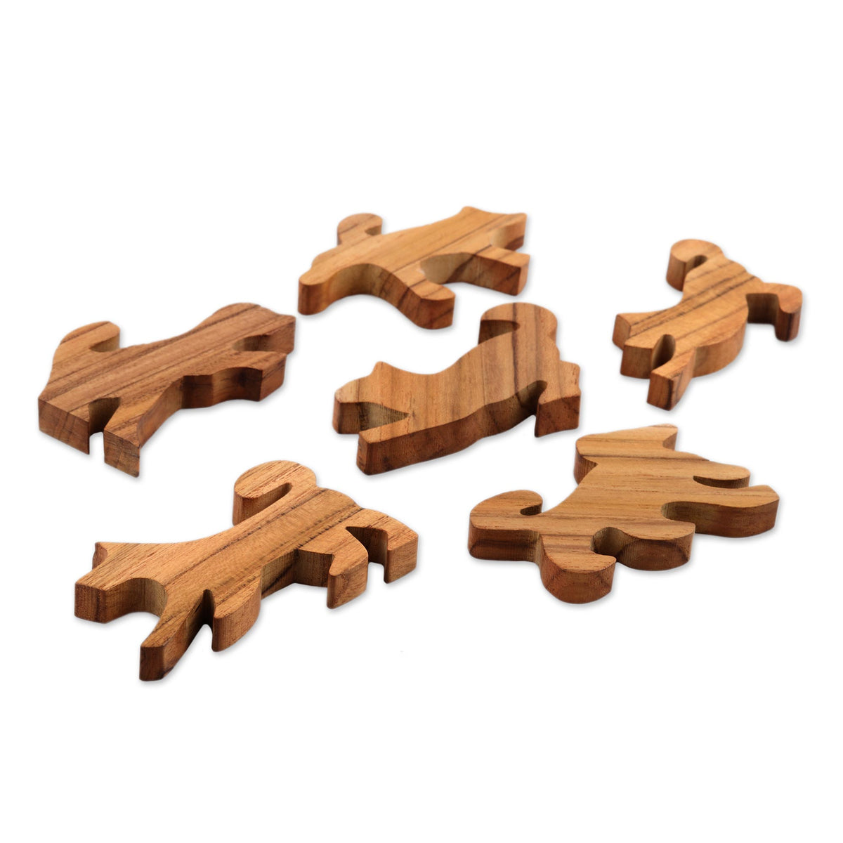Ninja Dogs  Teak Wood Game (6 Pieces)