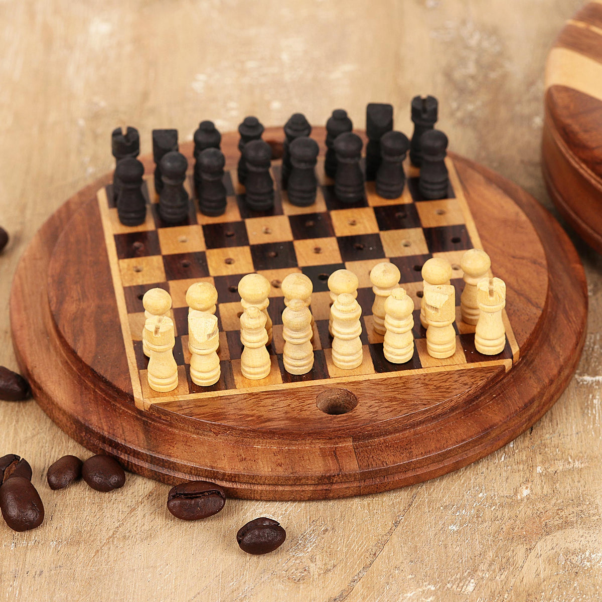 Meeting Of The Minds Ebony Wood Mini Chess Set