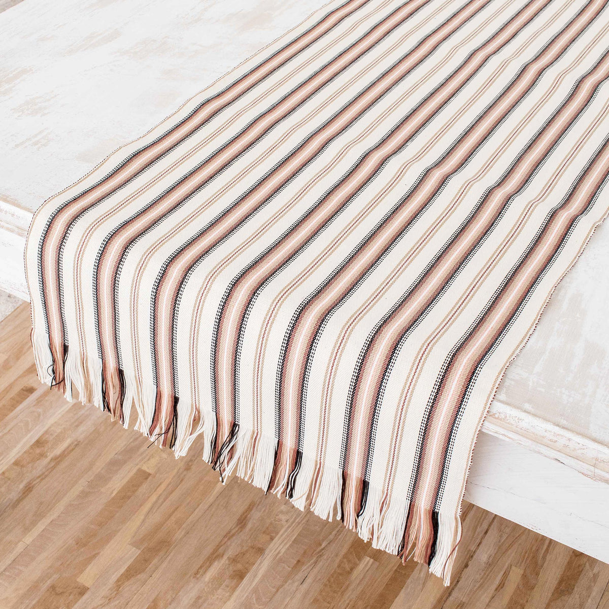 Striped Cotton Table Runner - Nutmeg Stripe