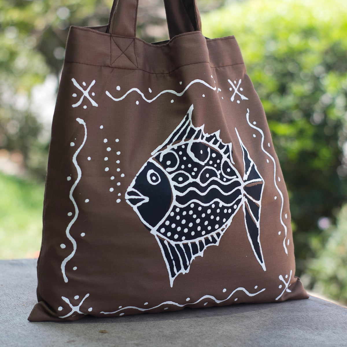 Blowing Bubbles In Brown Cotton Tote Bag