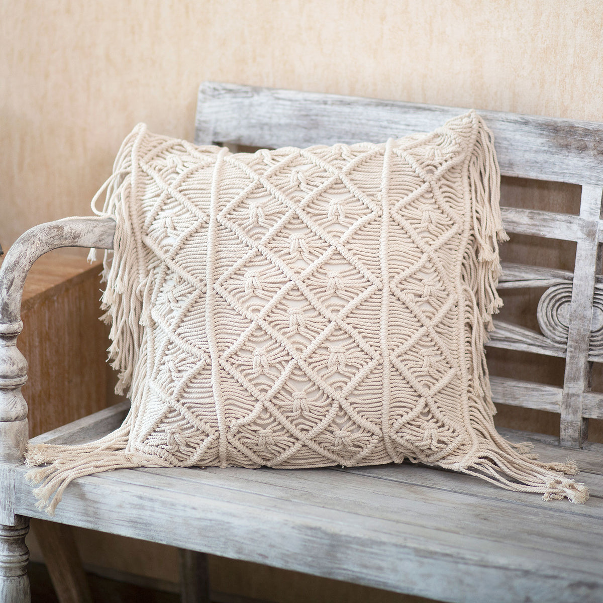 Handmade Cotton Macrame Cushion Cover - Cloud Cover