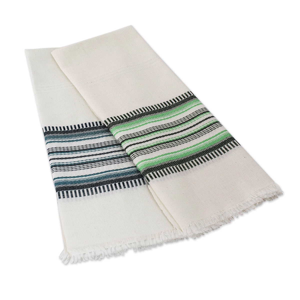 Handwoven Cotton Dish Towels (Pair) - Forest Colors