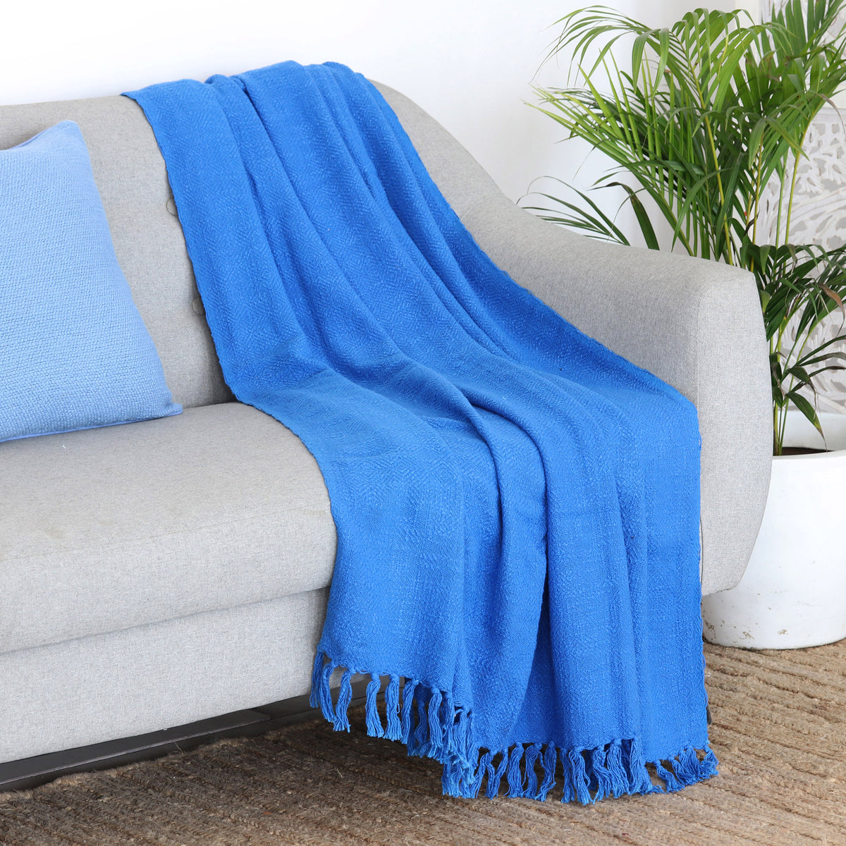 Blue Charm Cotton Throw Blanket