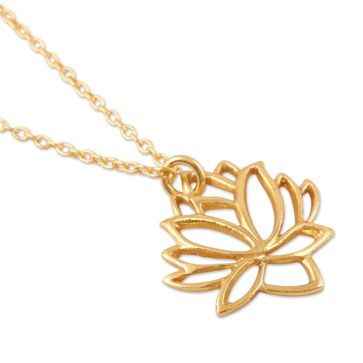 Gold-Plated Pendant Necklace with Lotus Motif