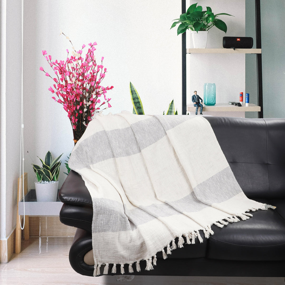 Diamond Elegance In Grey Cotton Throw Blanket