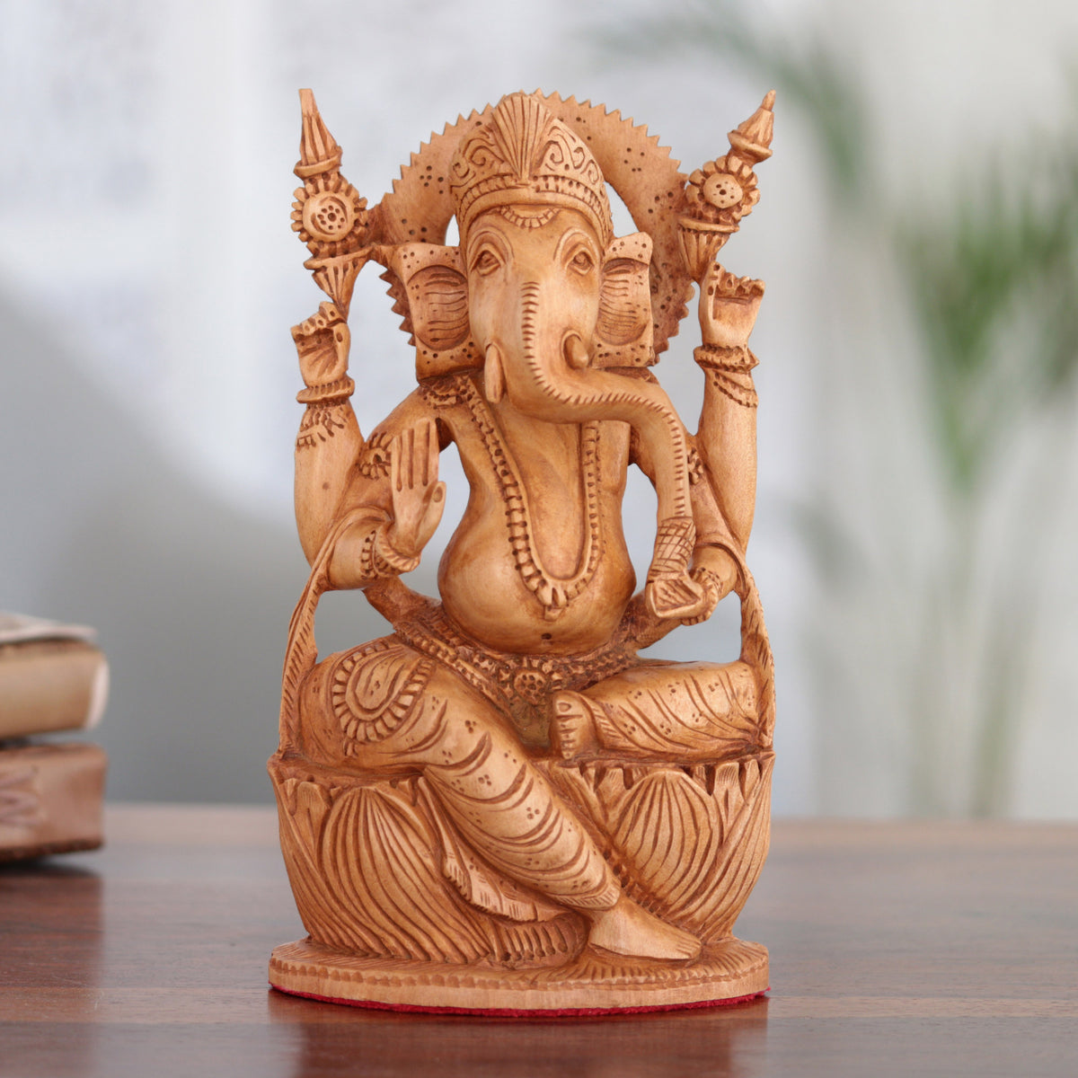 Handmade Sculpture of Ganesha - Made with Kadam Wood