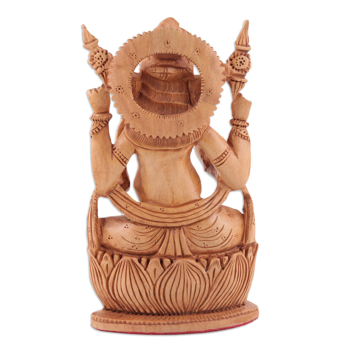 Back of Handmade Sculpture of Ganesha - Made with Kadam Wood