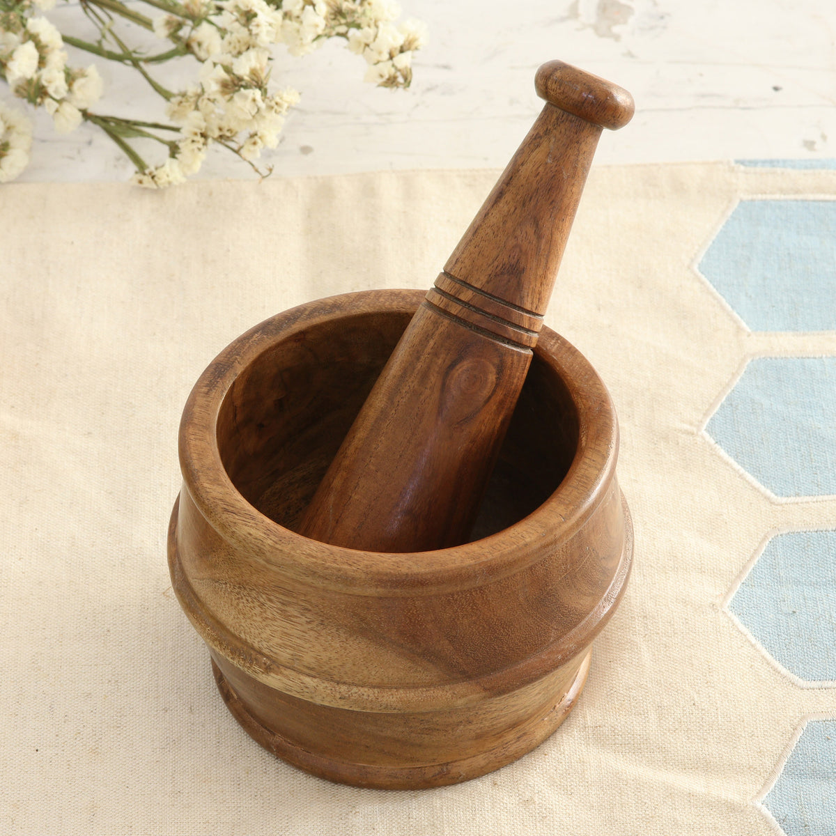 Handcrafted Wood Mortar and Pestle