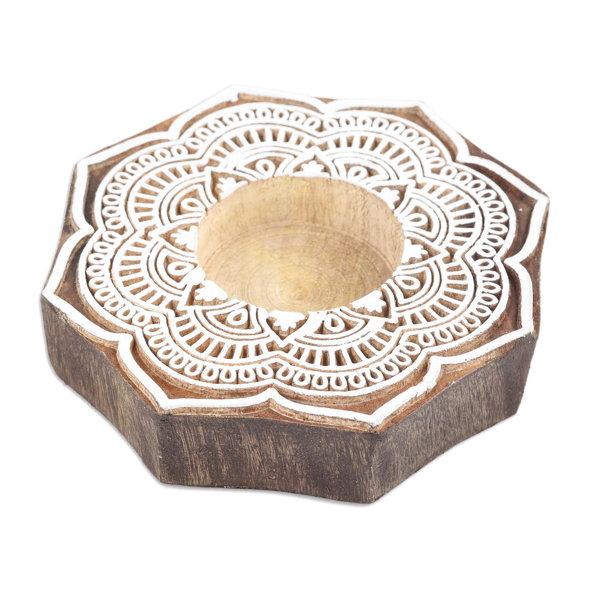Tealight Candle Holder with Lotus Floral Motif - Lotus Art