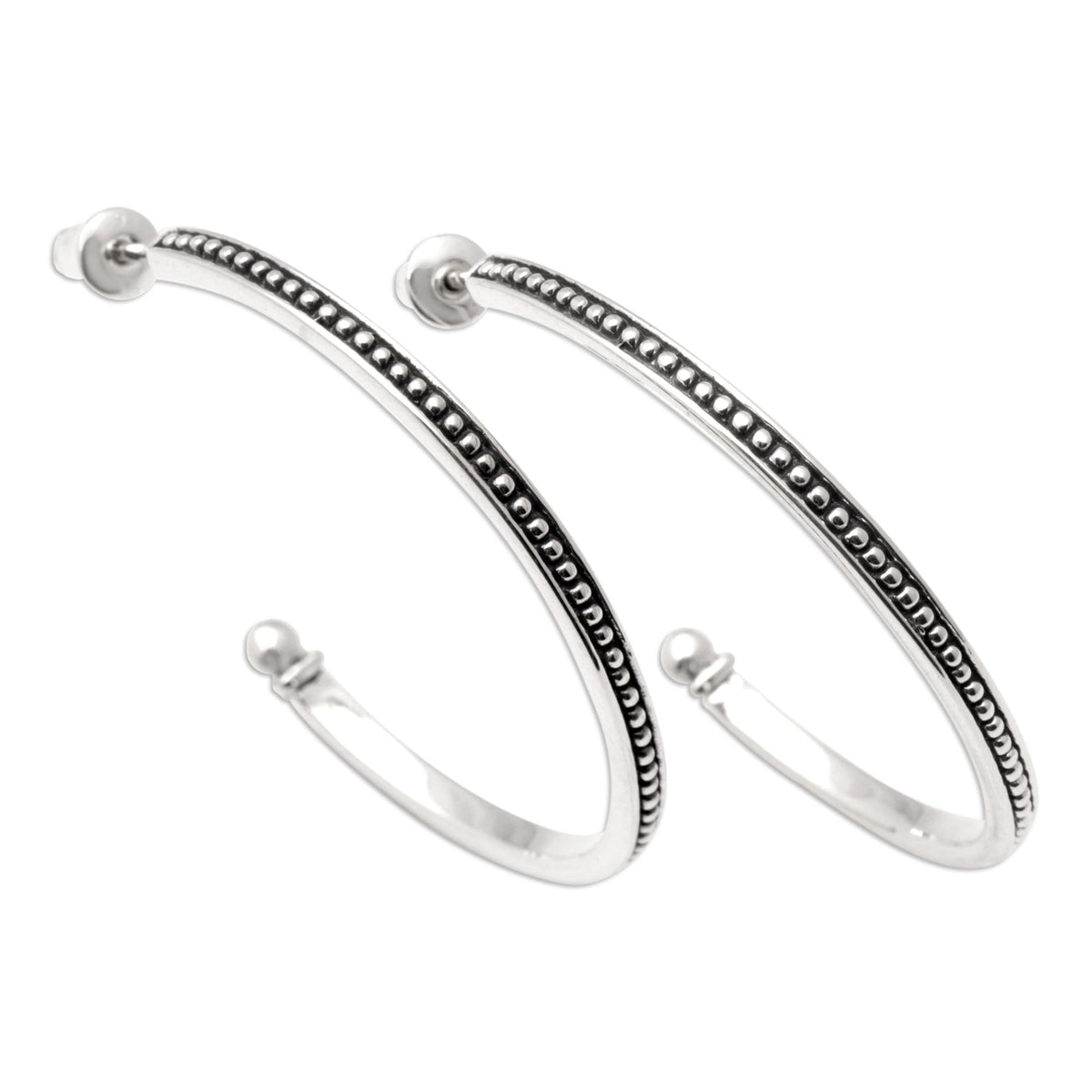 Sterling Silver Half-Hoop Earrings - Speckled Curves