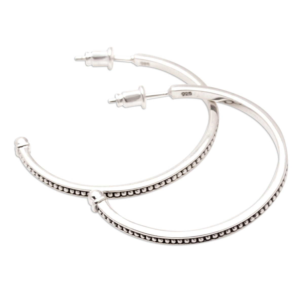 Sterling Silver Half-Hoop Earrings - Speckled Curves